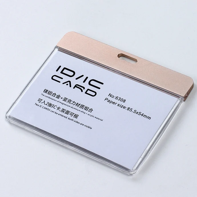 DEZHI-Новая мода ID IC Card Breakaway держатель значка, прозрачный держатель значка, Рабочая карта без шнурка, акрил с металлическим материалом - Цвет: horizontal gold