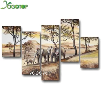 

YOGOTOP DIY Diamond Painting Cross Stitch Kits 5D Diamond Embroidery Elephant Full Diamond Mosaic Needlework 5pcs/set ML089