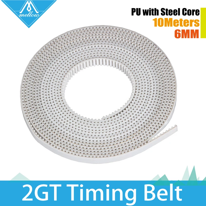 10M lot 3D Printer Accessory 2GT 6MM PU with steel core GT2 Open Timing Belt Width