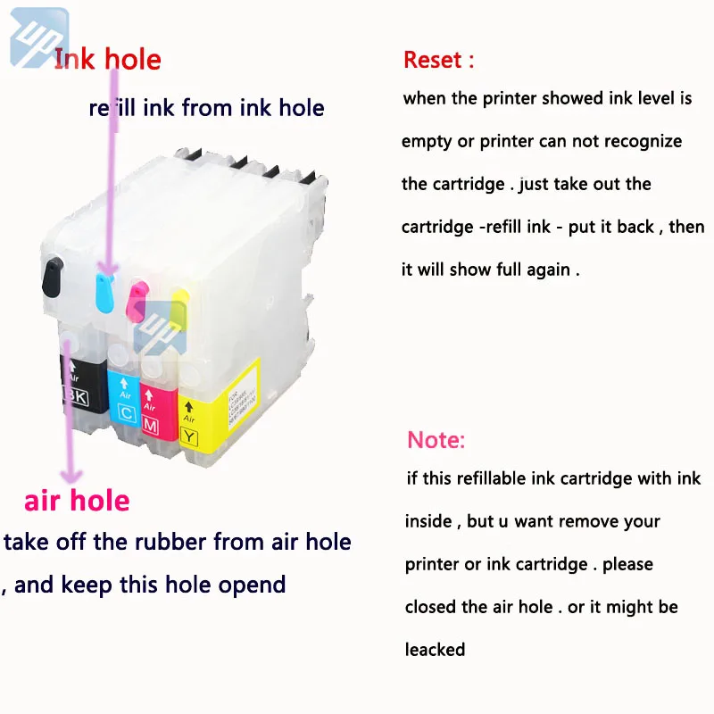 LC39 LC985 LC60 LC975 перезаправляемый картридж для Brothe MFC J220 J265W J410 J415W|ink cartridge|refillable ink