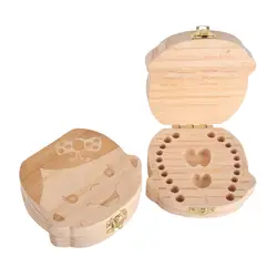 Симпатичные деревянные зуб Коробка органайзер для ребенка сохранить молочные зубы хранения древесины большие подарки более 3 год