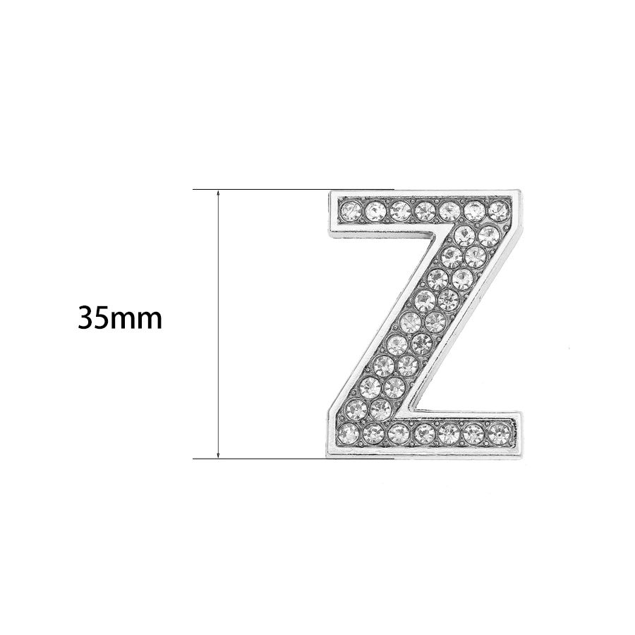 26pcs 30mm Slide Letters A-Z Silver Color Full Rhinestone Charms Fit DIY Wristband Bracelet Pet Collar Belt Women Jewelry