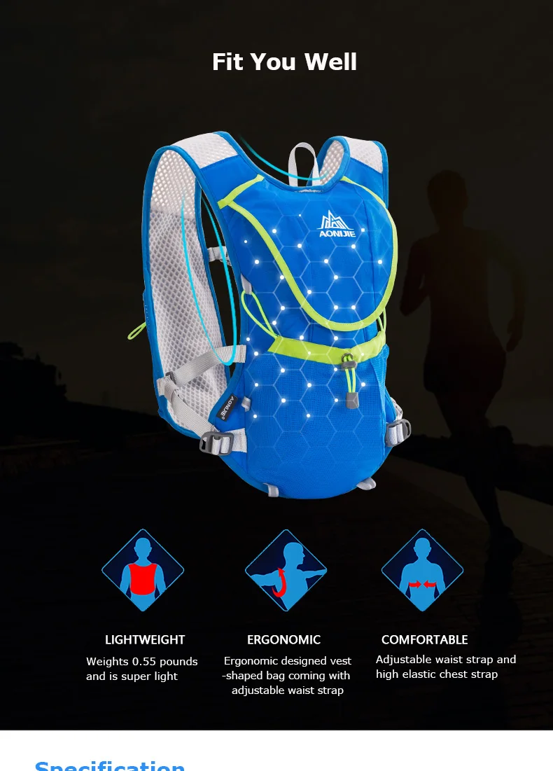 Рюкзак для гидратации FDBRO, жилетка, сумка для бега 8L, рюкзак для бега, походы, кемпинг, катание на веосипеде, марафон, гонка, Спорт на открытом воздухе