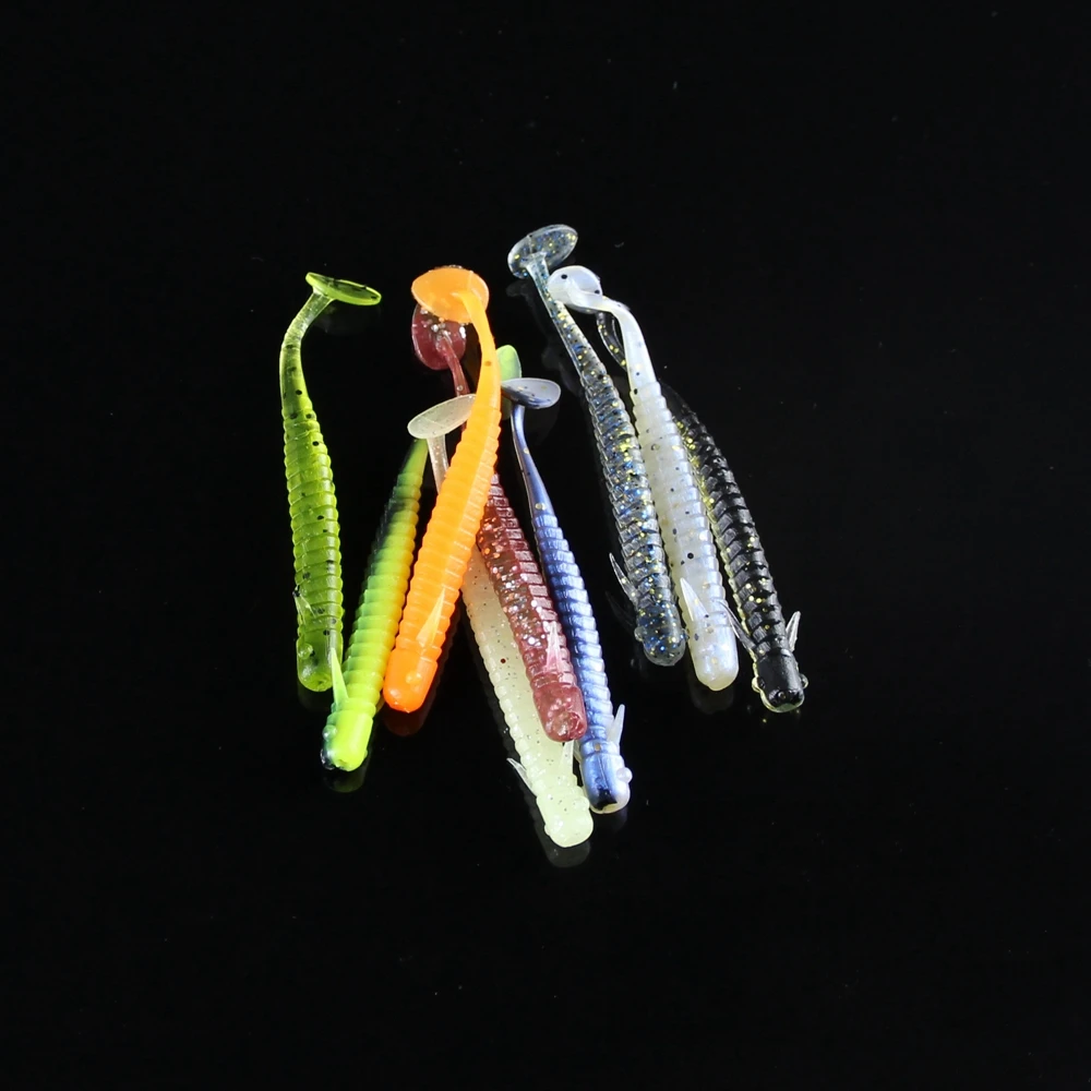 24pcsLot 8cm 2g 9 Colors Paddle Tail Soft Grubs 3D High Imitation Fish Lure Jig Head Soft Lure For Bass Fishing Mandarin Fish  (24)