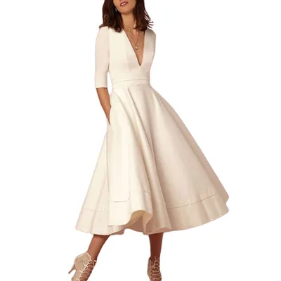 

Fashion Summer V Neck Dress Elegant Ball Gown Dress Vintage Sexy Long Dress