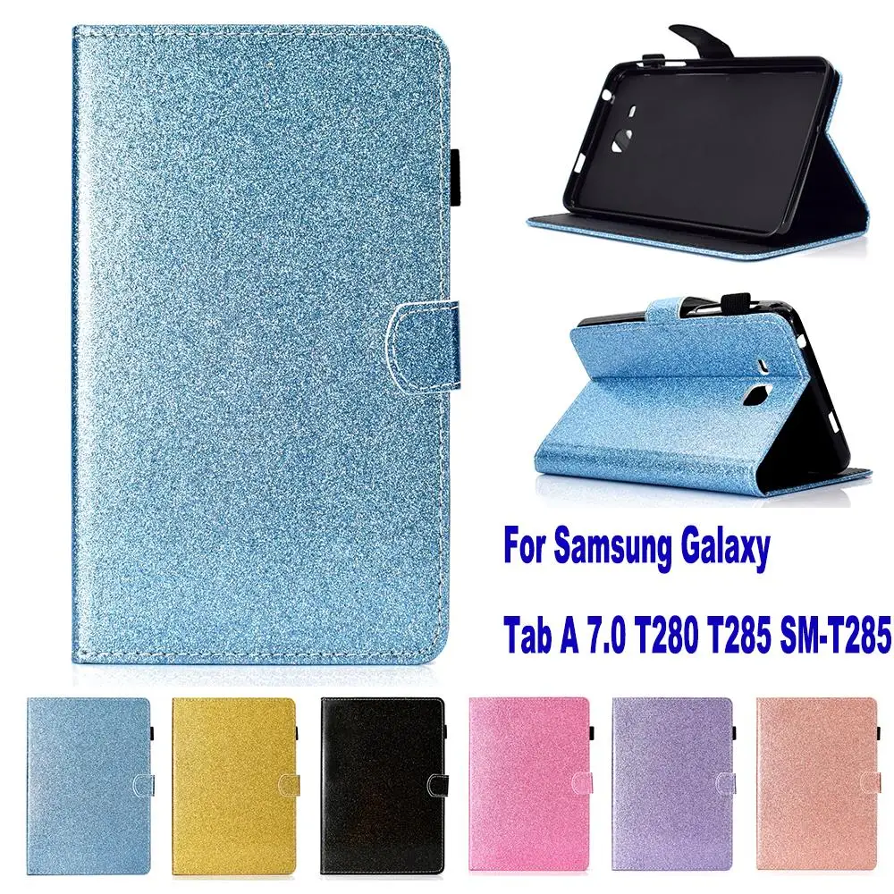 Блестящий чехол книжка с блестками для Samsung Galaxy Tab A 2016 7 0 дюйма SM T280 подставка