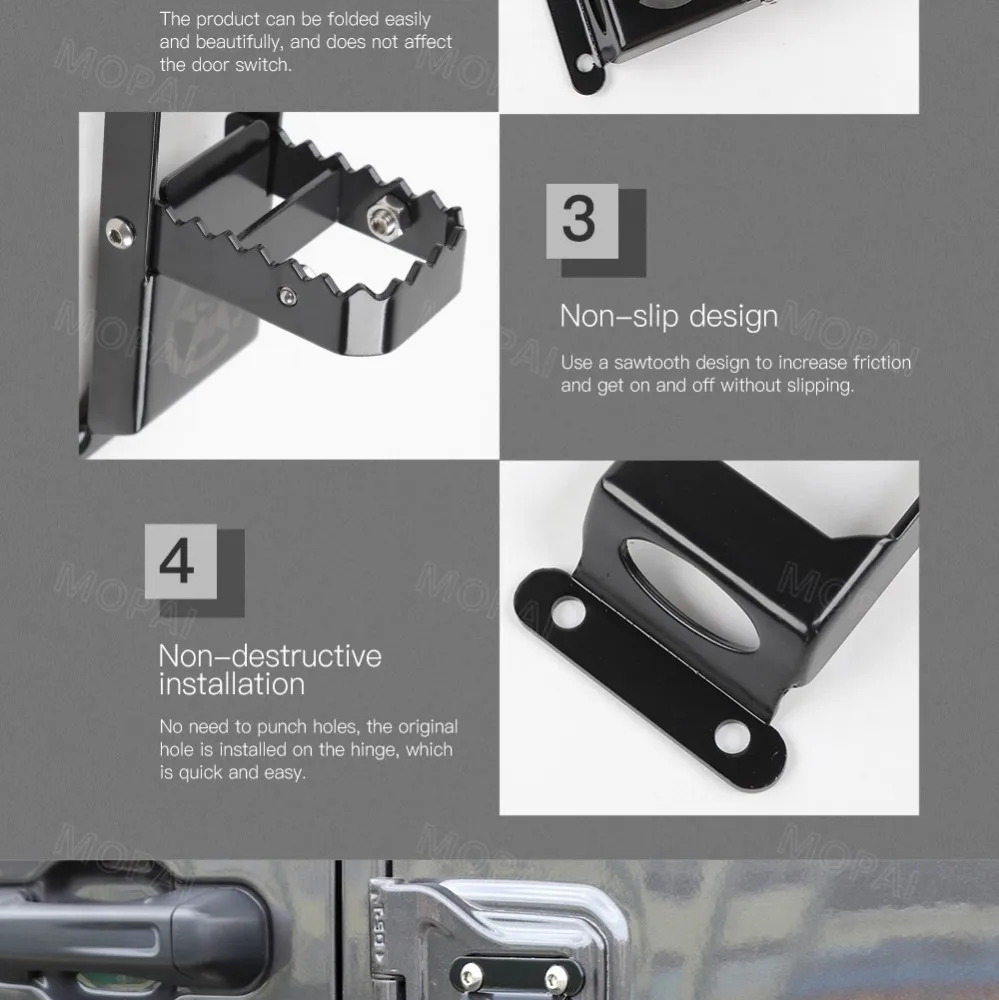 MOPAI автомобильный дверной комплект для скалолазания, ножная пластина, дверная петля, ножной упор, педаль для Jeep Wrangler JK JL 2007-+ автомобильные аксессуары