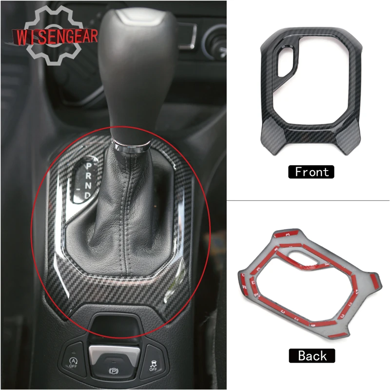 WISENGEAR Carbon Black Gear Shift Knob Cover Bezel Panel for Jeep