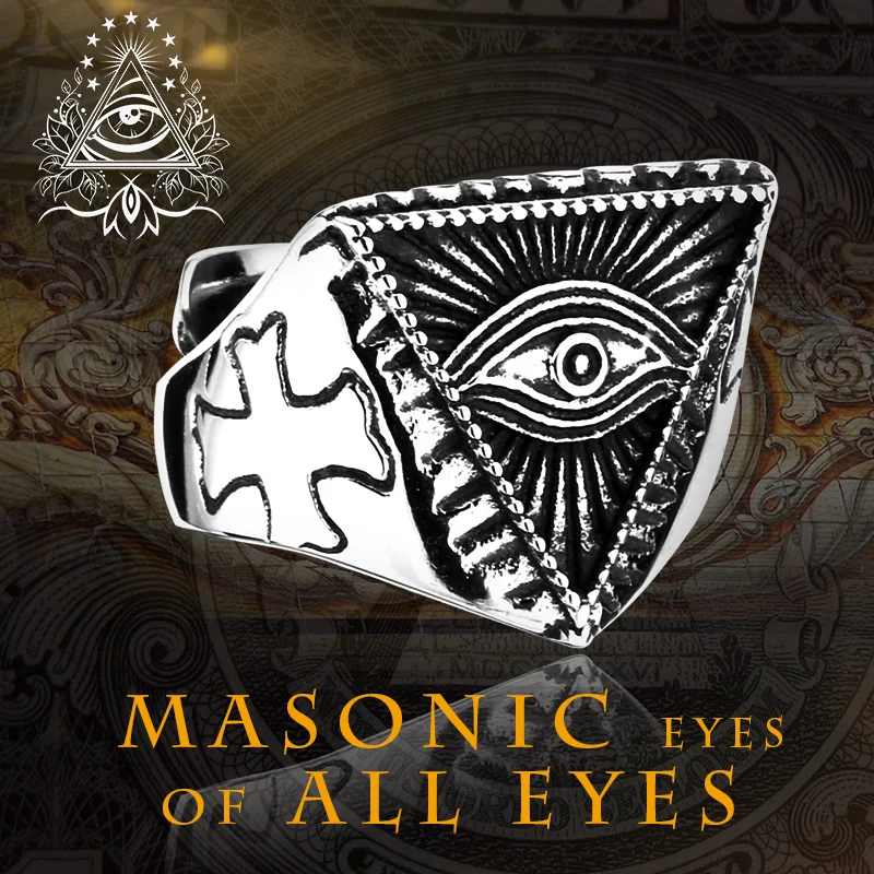 

Beier new store 316L Stainless Steel ring top quality New Eye of Providence All-seeing Eye Cool Movie Ring jewelry LLBR8-176R