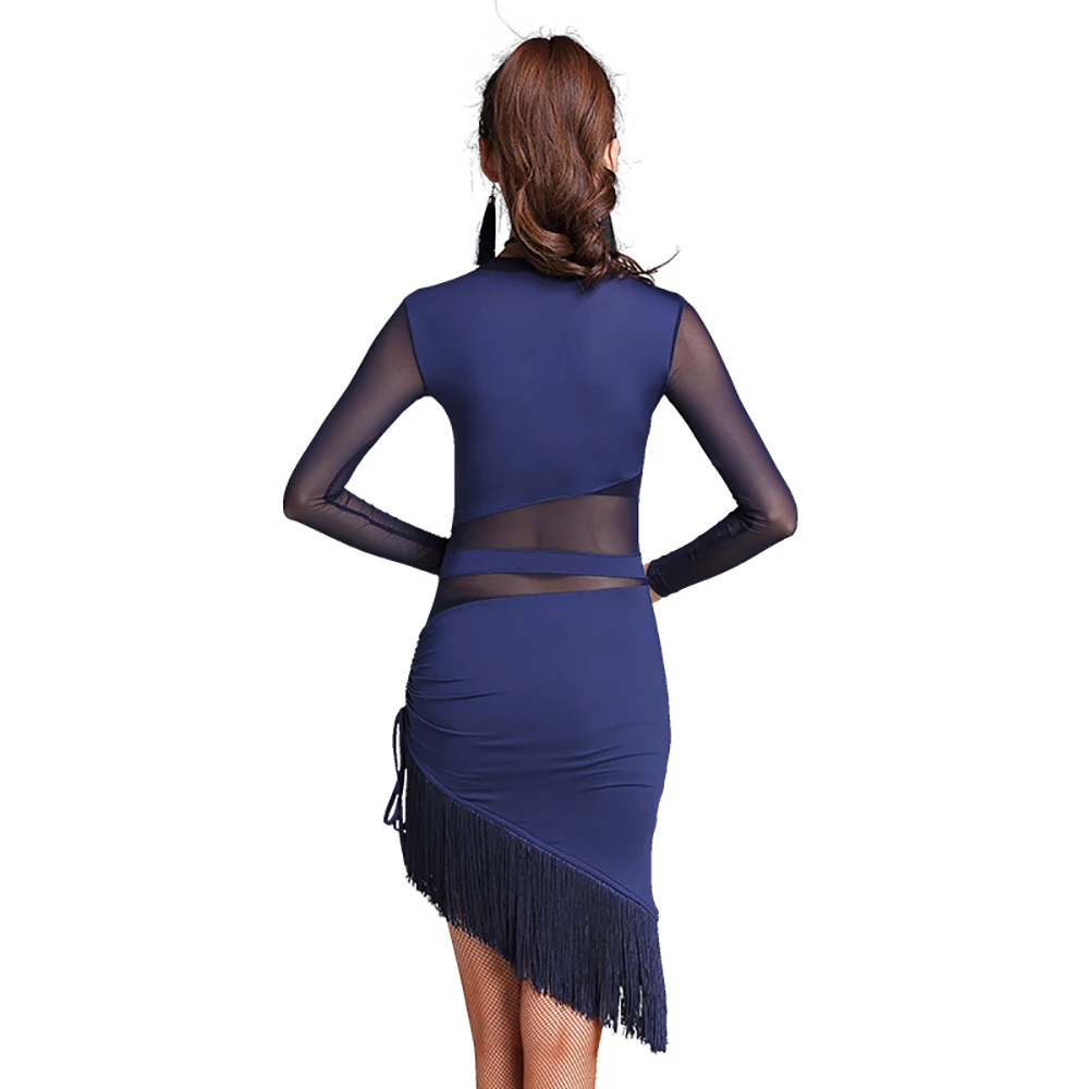 2020 женское платье для латинских танцев черные темно синие сценические костюмы с