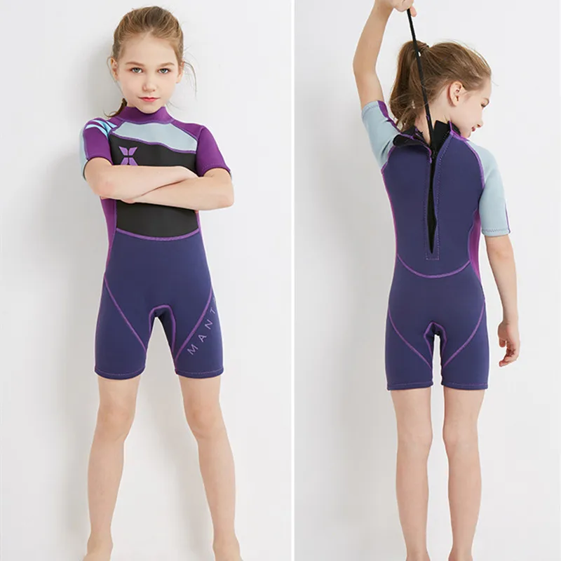 2.5MM Neoprene children's One-piece diving suit boy kids Wetsuit short Sleeve Swimwear Keep Warm UV protection Wet Suit surfing