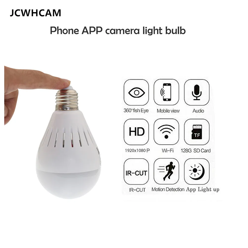 

JCWHCAM 960P HD IP Camera 360 Degree Fisheye Bulb light WIFI Camera For Mobile Phone Remote Monitor Wireless Mini Camera