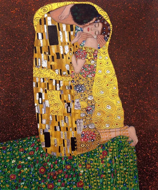 famous abstract wall art painting the kiss by gustav klimt oil