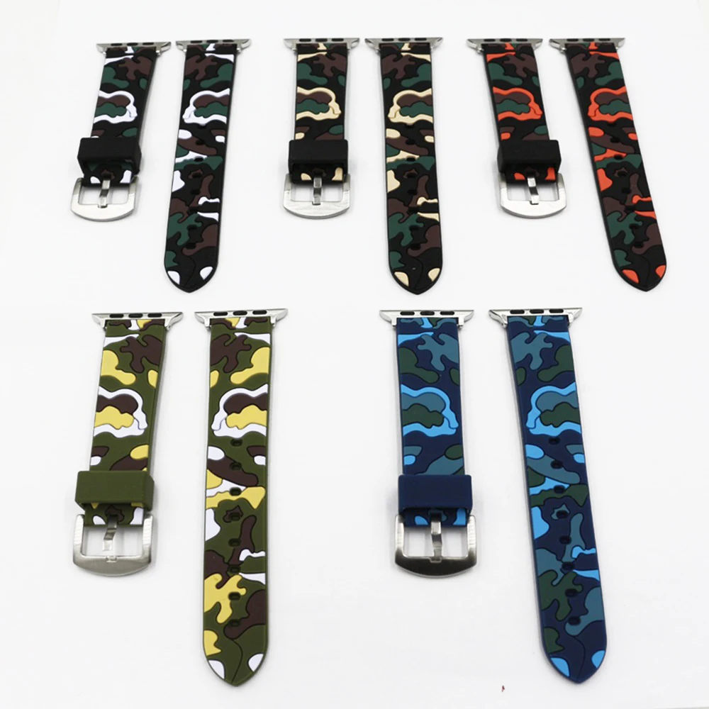 URVOI sport band for apple watch series 1 2 strap for iWatch CAMO colors Soft Silicone Replacement camouflage band with adapters2