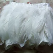Белые гусиные перья отделка 2 ярдов/лот пятнистые гусиные перья лента 15~ 18 см утка перо танец DIY украшения