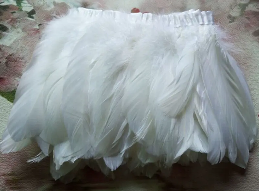 

white goose feathers trim 2 yards / lot stained goose feathers ribbon 15~18 cm duck feather dance DIY decoration