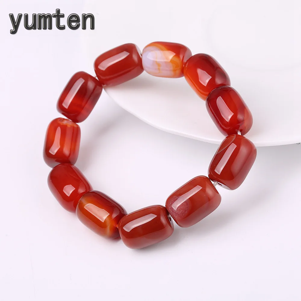 Natural Red Agate Stone Bracelet Male Dendy Blood Crystal Nomination Stretch Bracelets Healing