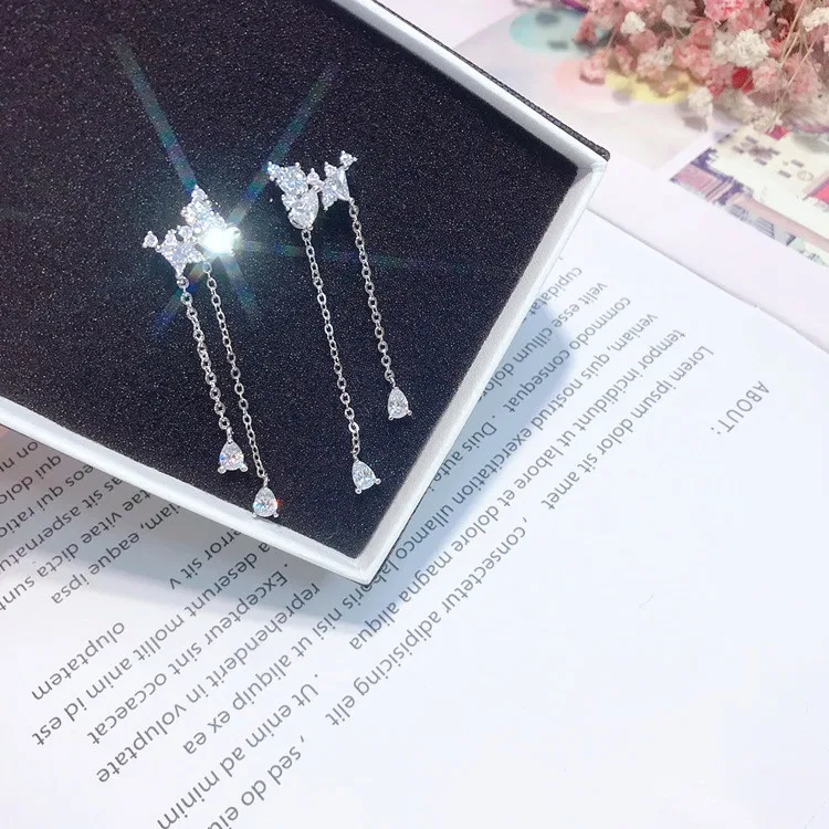 butterfly water drop full cz earring 925 silver post Hypoallergenic fadeless fashion jewelry stud earrings for women girl gift