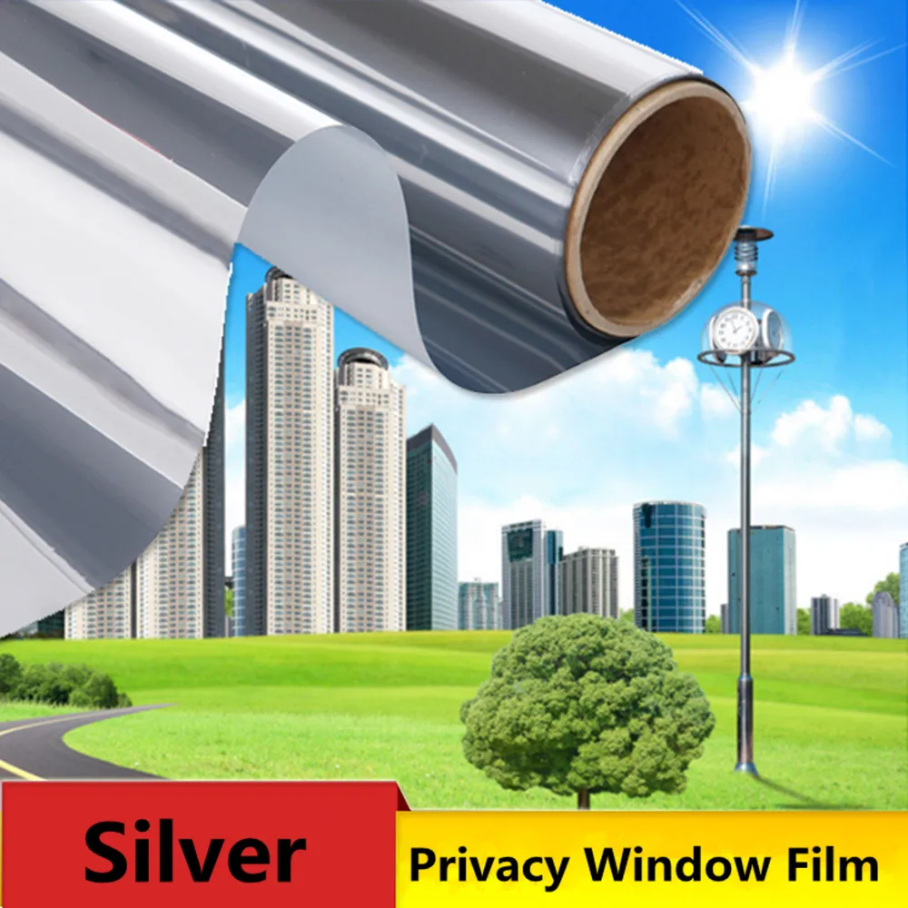 

Mirrored Silver&Silver 20% VLT Solar Reflective Window Film Privacy Protection Tint Decoration Waterproof Roll 45cm x 3000cm