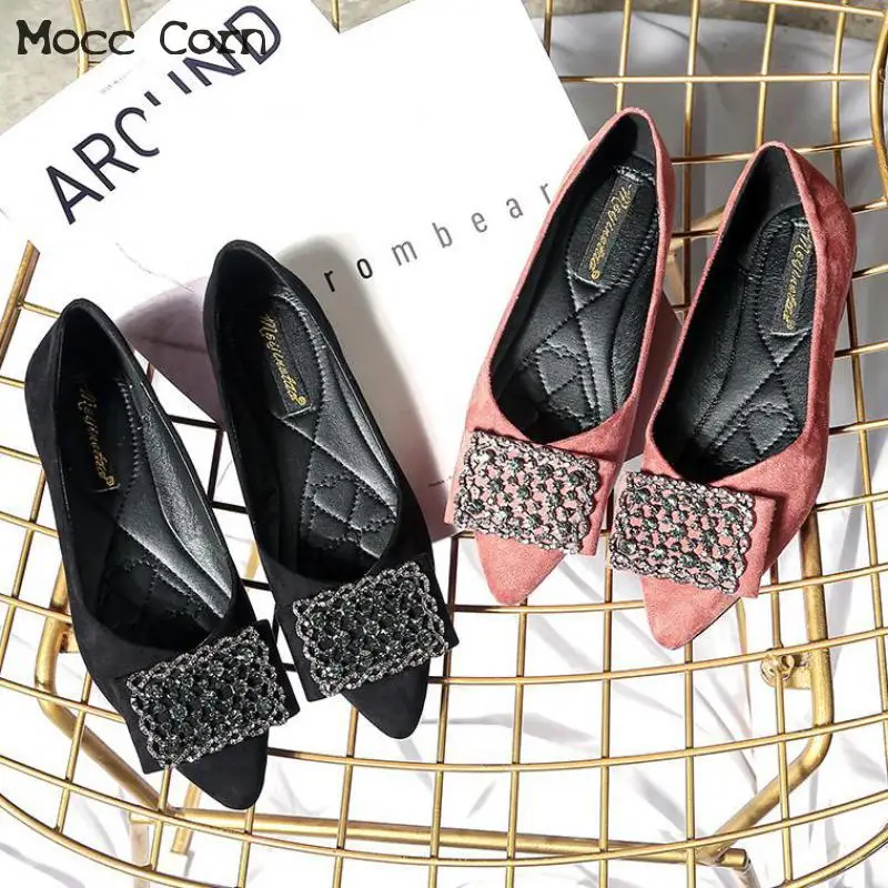 

Large Size Women Flat Shoes Crystal Loafers Slip On Flats Ballet Flats Casual Ladies Soft Suede Shoes Zapatos Mujer Footwear New