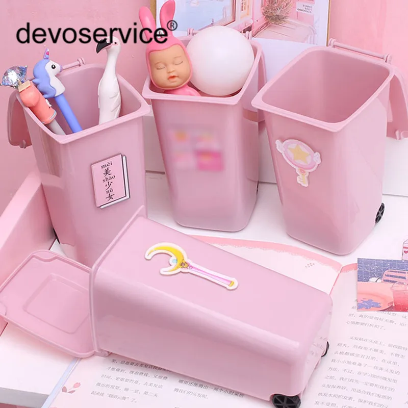 Cute Pink Pen Holder Desktop Storage Pen Box Pencil Case For Girls