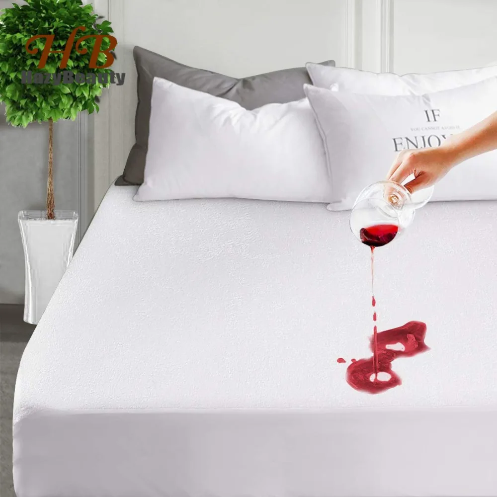 فراش وسادة واقية كامل 100% فراش مقاوم للماء غطاء مراتب مضاد للماء عالي الجودة الطفل الطفل تنفس هيبوالرجينيك القطن فراش (مرتبة) السرير 180x200
