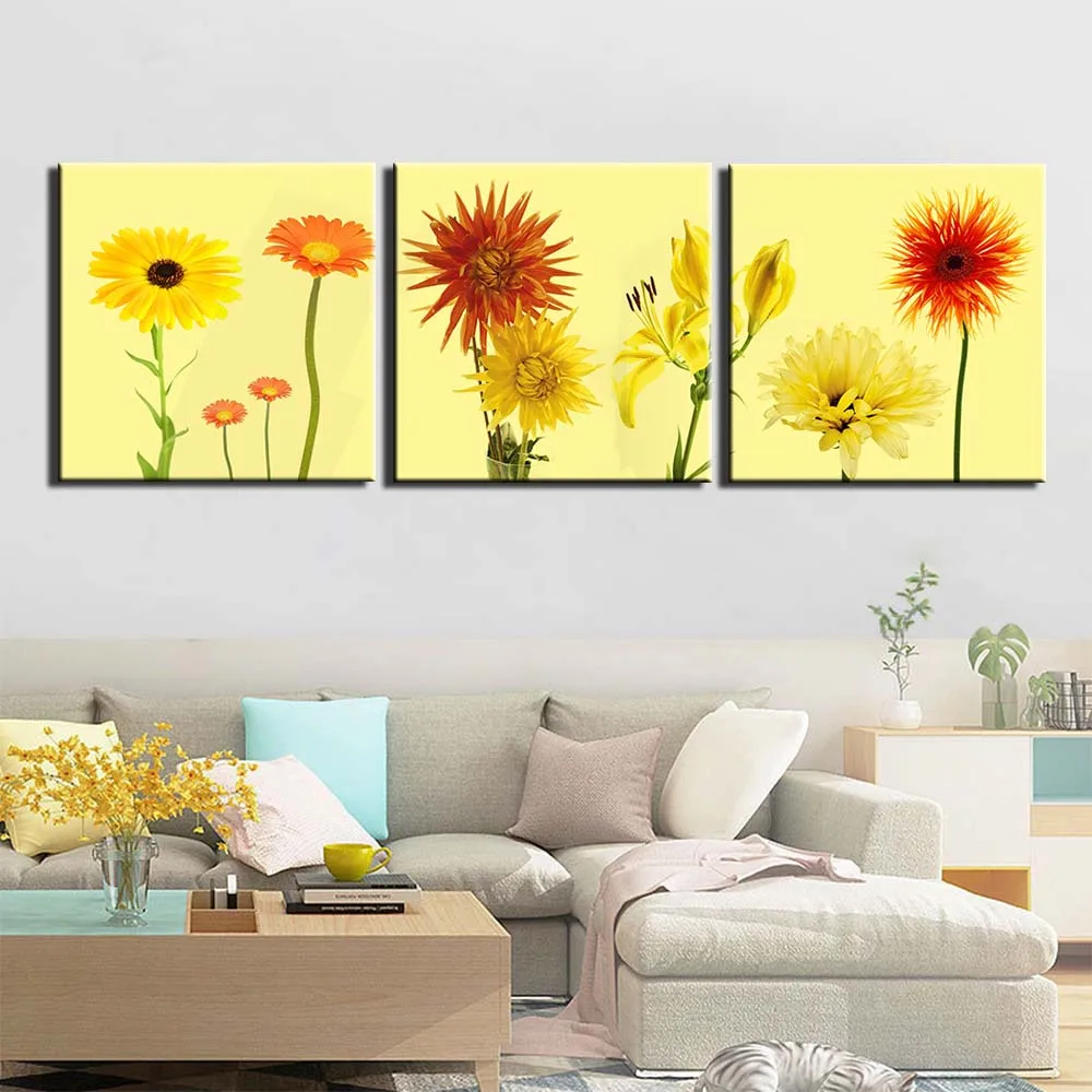 

Modern Canvas Print Art Wall Picture 3 Panels Abstract flower Paintings Decor Artwork Canvas Print for Home Office