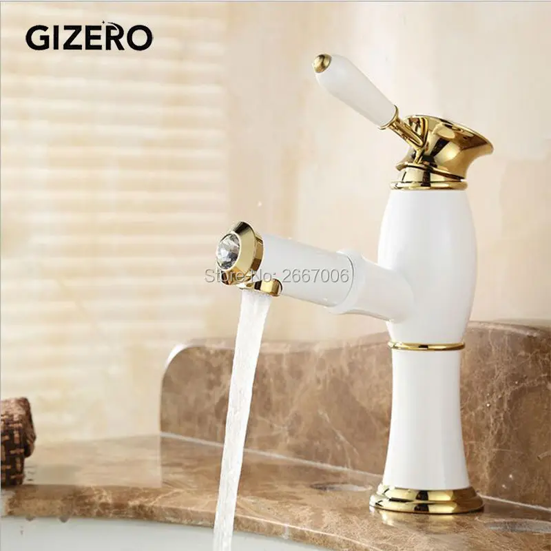 Gizero Free Ship Newly Type Pull Out Basin Faucet White Paint