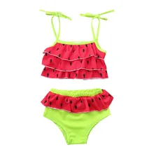 Детские купальники для девочек из полиэстера с короткими рукавами; для детей из двух предметов, купальный костюм бикини пляжное слоистых купальники Комплекты одежды K330