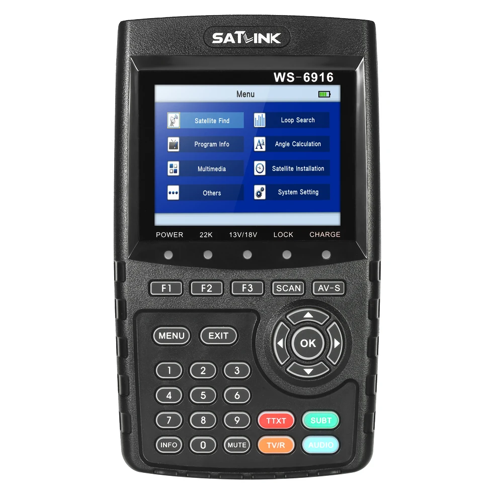 

SATLINK WS-6916 Digital Satellite TV Receiver Digital Satellite Finder Meter HD Satellite Signal Finder + Carrying Pouch Strap