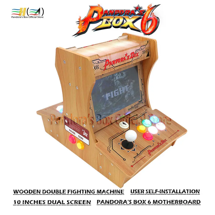Pandora Box 6 1300 in 1 Wooden Double fighting machine diy mini arcade bartop User self-installation support add fba mame ps1 3d Pandora Box 6 1300 in 1 Wooden Double fighting machine diy mini arcade bartop User self-installation support add fba mame ps1 3d