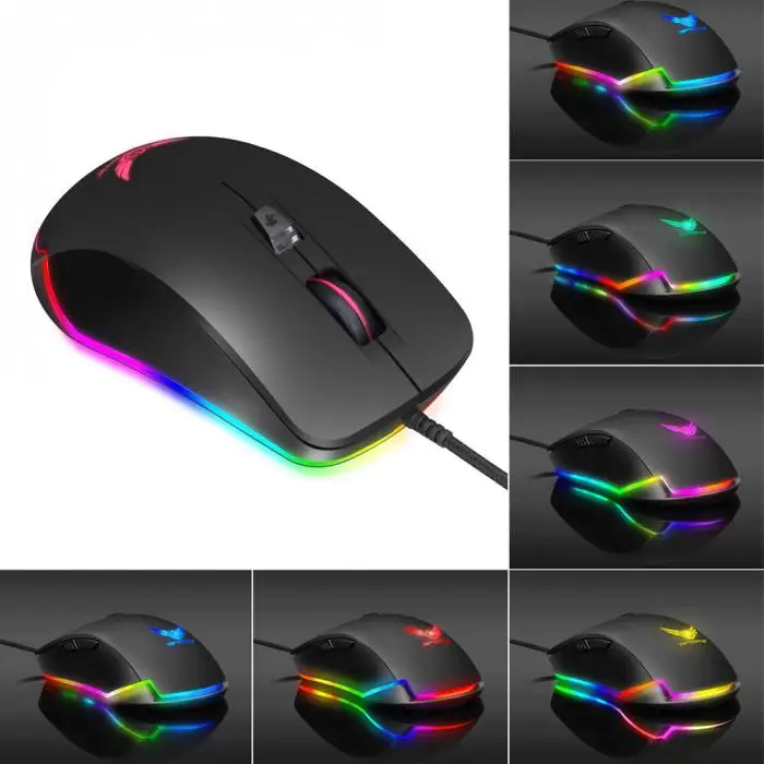 Игровая Проводная usb-мышь 6 кнопок 4800 dpi светодиодный подсветка оптическая настольная мышь для геймера GT66