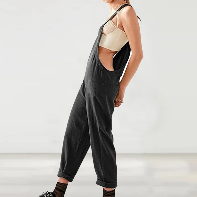 S-5XL Women's Jumpsuits Woman Casual Loose Long Harem Trousers Pants Plus Size Solid Romper Jumpsuit Female Sexy Bib Overalls