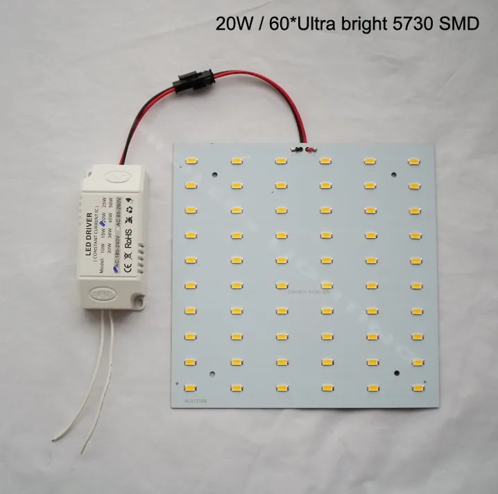 2 года гарантии Сделай сам Установка 2 шт 5730SMD 20 Вт квадратный светодиодный панельный потолочный светильник 15*15 см поверхностного монтажа TECHO LED 2d трубки 2100LM