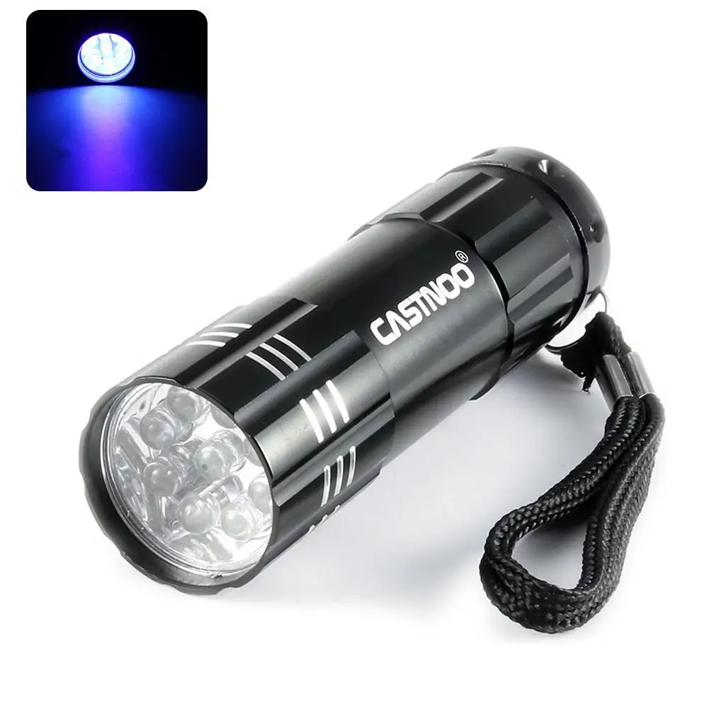 CASTNOO Brand Flashlight Ultra bright Aluminum 9 LED UV Blacklight,UV Handheld Flashlight for