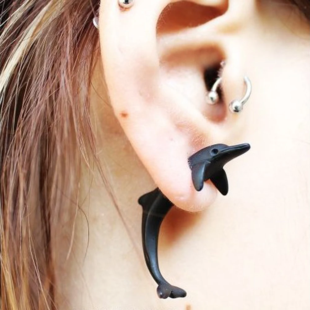 

1 Pcs New Fashion lovely Dolphin Animals stud earring for women girl cute jewelry 3 colors free shipping