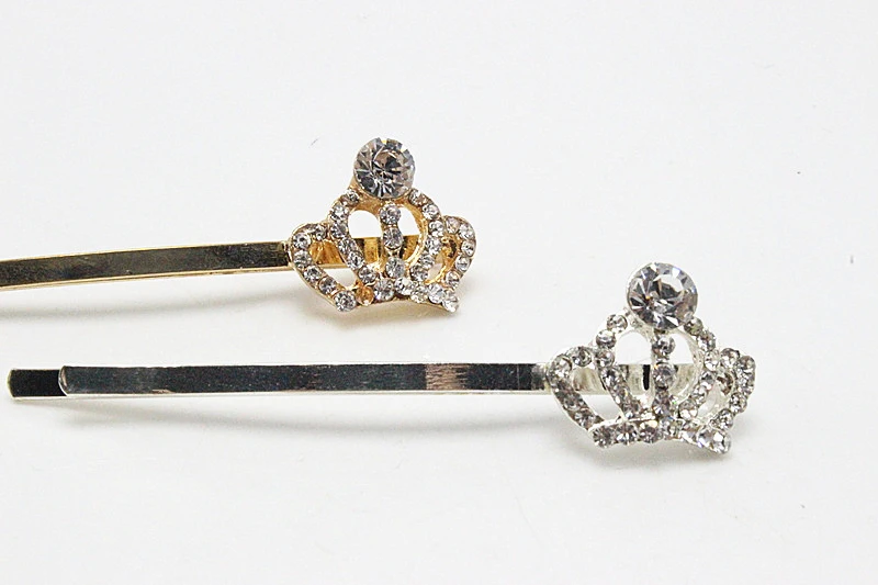 Pair of 2pcs Women Hair Grip Tiara Crown Hair Clip Bobby Pin Hair Barrette F735 2crown hairpin