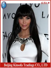 2017 New Real Glueless Silk Top Unprocessed Brazilian Virgin Hair Lace Front Wigs Bangs Glueless Full With For Beautiful Girls