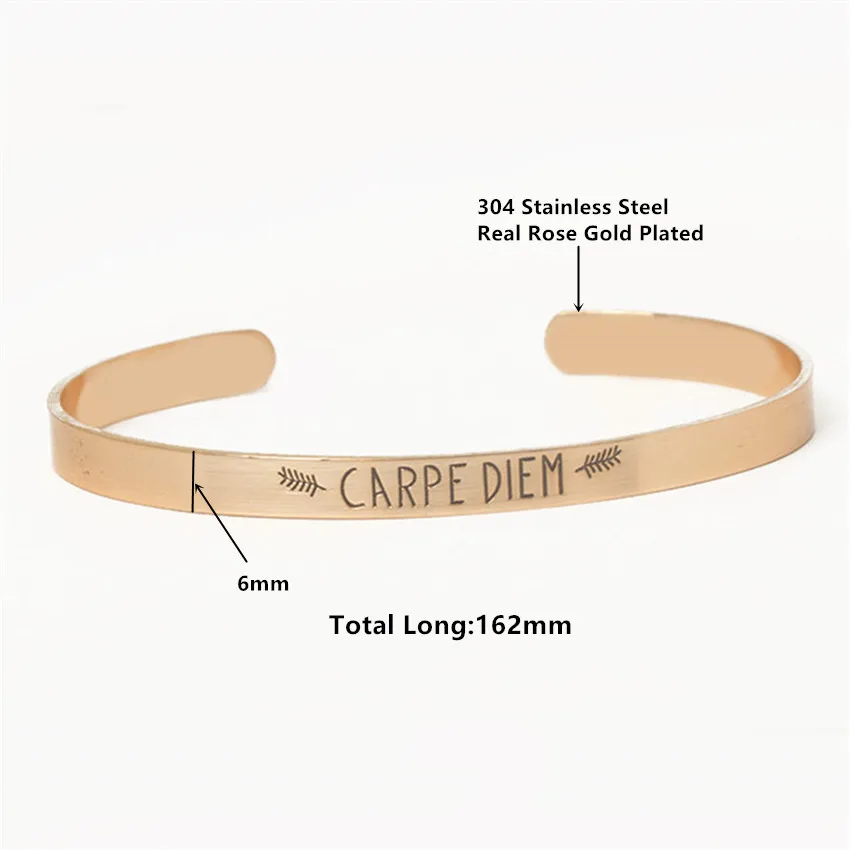 Dianshangkaituozhe Нержавеющая сталь Pulseira masculina письмо очарование Carpe Diem Браслеты на запястье и Браслеты Для женщин Для мужчин ювелирные изделия