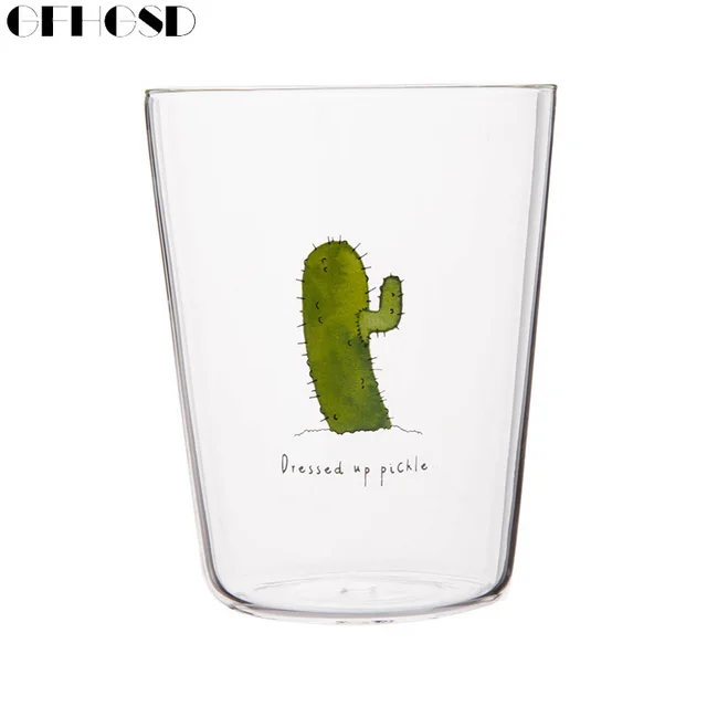 gfhgsd heat resistance tea milk cup glass cactus party drink bottles