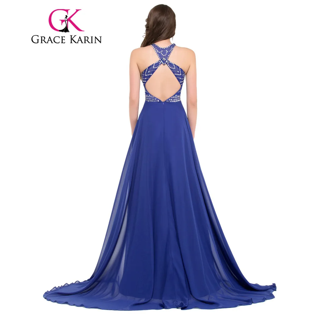 Grace Karin Evening Dress Long Chiffon Beading Backless