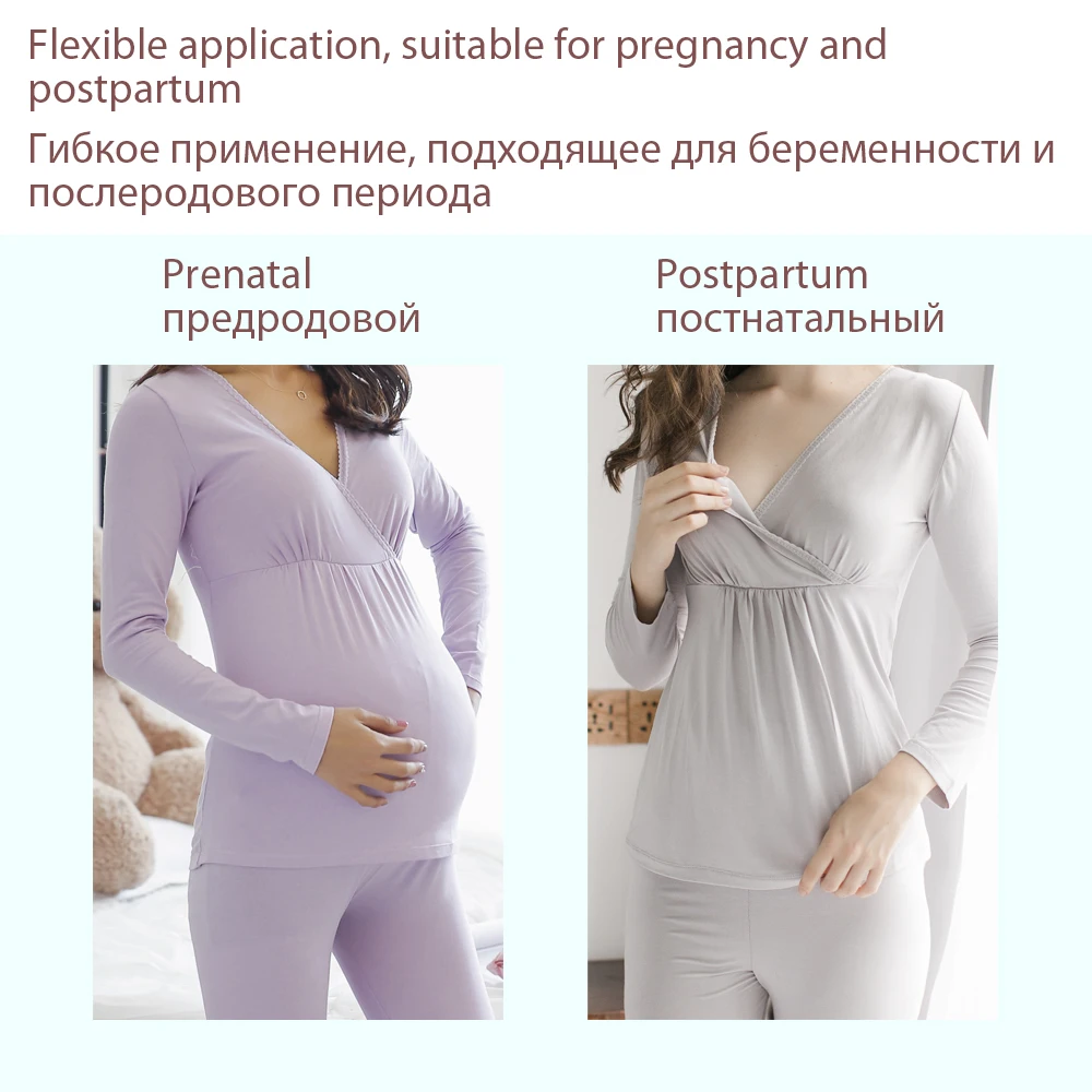 SLAIXIU Pregnant Women Pajamas Clothes Set For Postpartum Maternity Nightwear For Pregnant Women Clothing Maternity Four Seasons