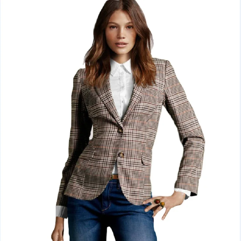 Online Buy Wholesale ladies plaid jacket from China ladies