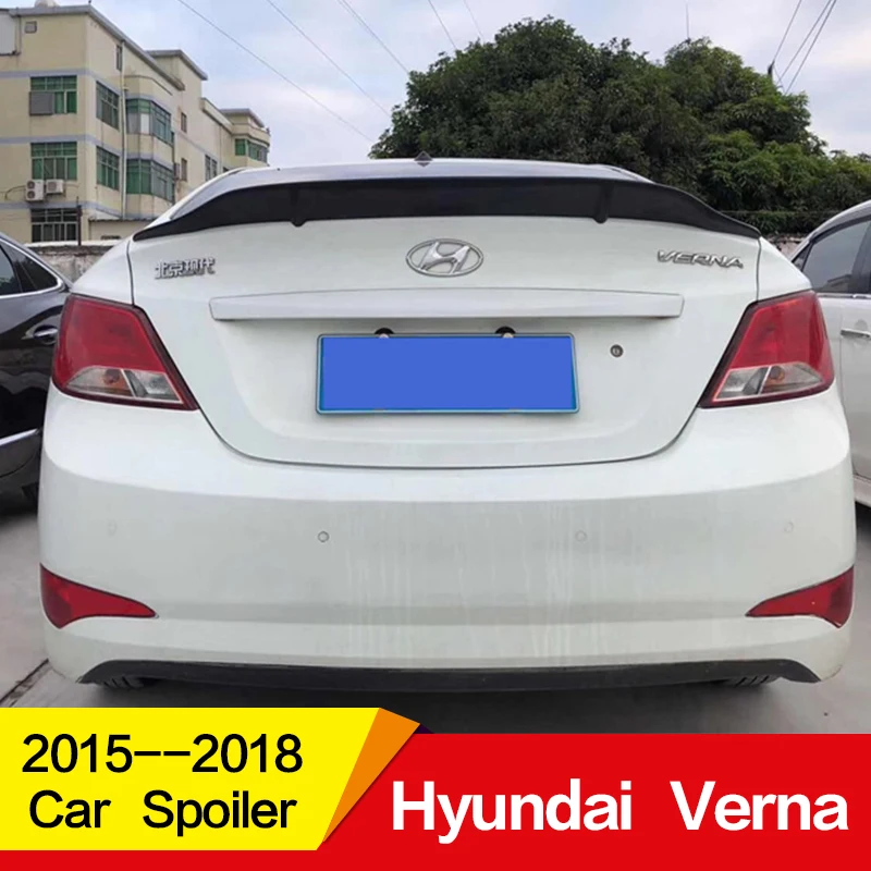 Используется для hyundai Verna Accent спойлер 2010 11 12 13 14 15 16 лет Глянцевая углеродное волокно/FRP заднее крыло R стиль спортивные аксессуары