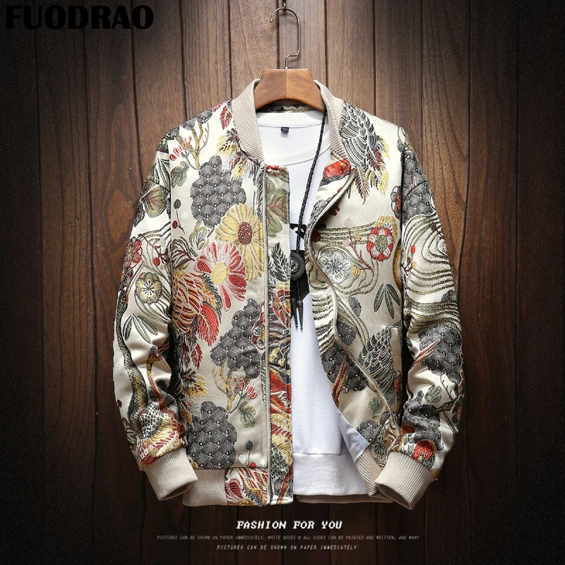 

FUODRAO Japan Style Embroidery Bomber Jacket Men Fashions Hip Hop Streetwear Harajuku Jacket Coats Men Jaqueta Masculina J125