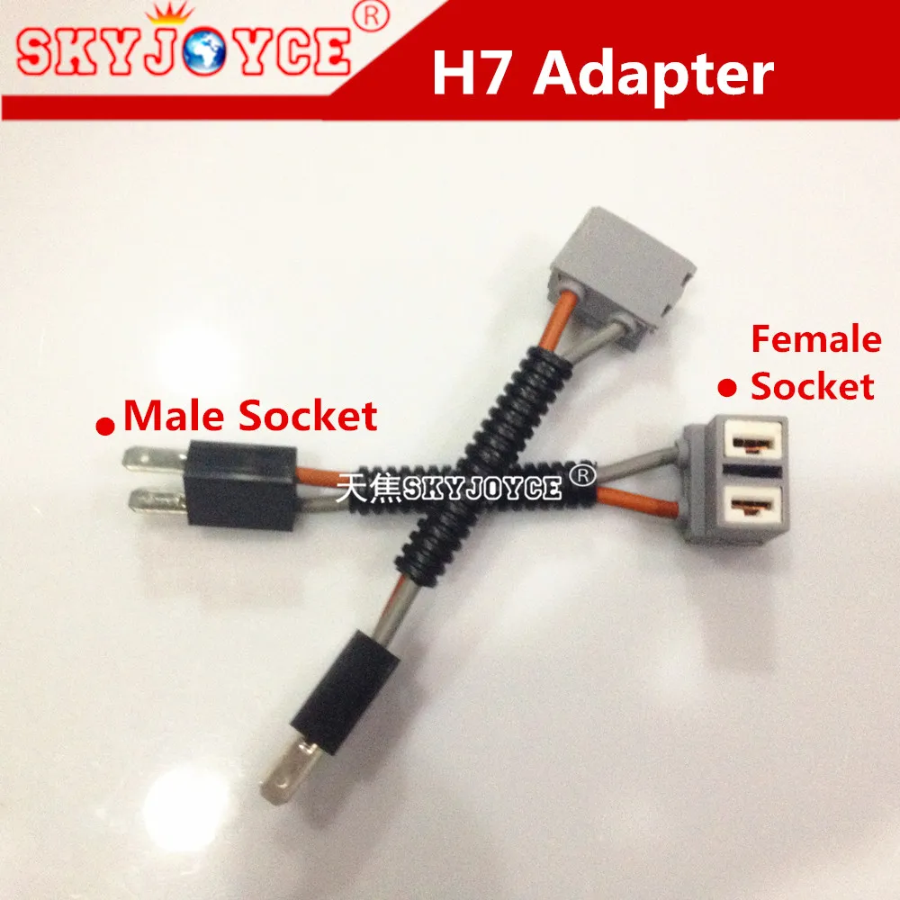 10PCS ceramics H1 H3 H4 9005 9006 Male H7 adapter plug cable socket connector wire to Female H7