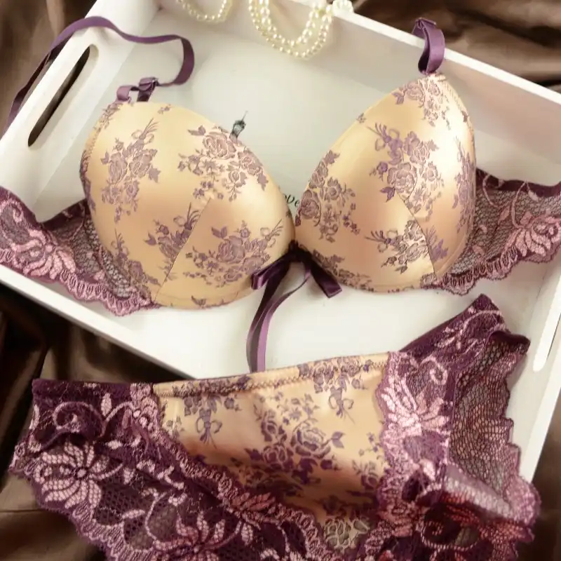 Luxury Printing Underwear Set Women Bow 