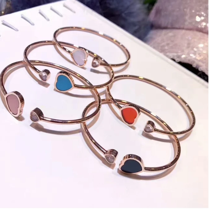 

High Quality Heart Bangle Fashion Simple Vintage Open Size Silver/Rose Gold 100% S925 Sterling Silver Bangles for Women Jewelry