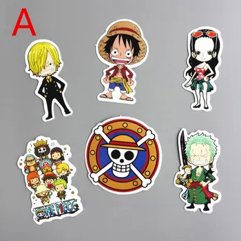 

6 Pcs/lot Japanese Anime One Piece Luffy Nami Robin Funny Sticker Decal For Car Laptop Notebook Backpack Waterproof Stickers