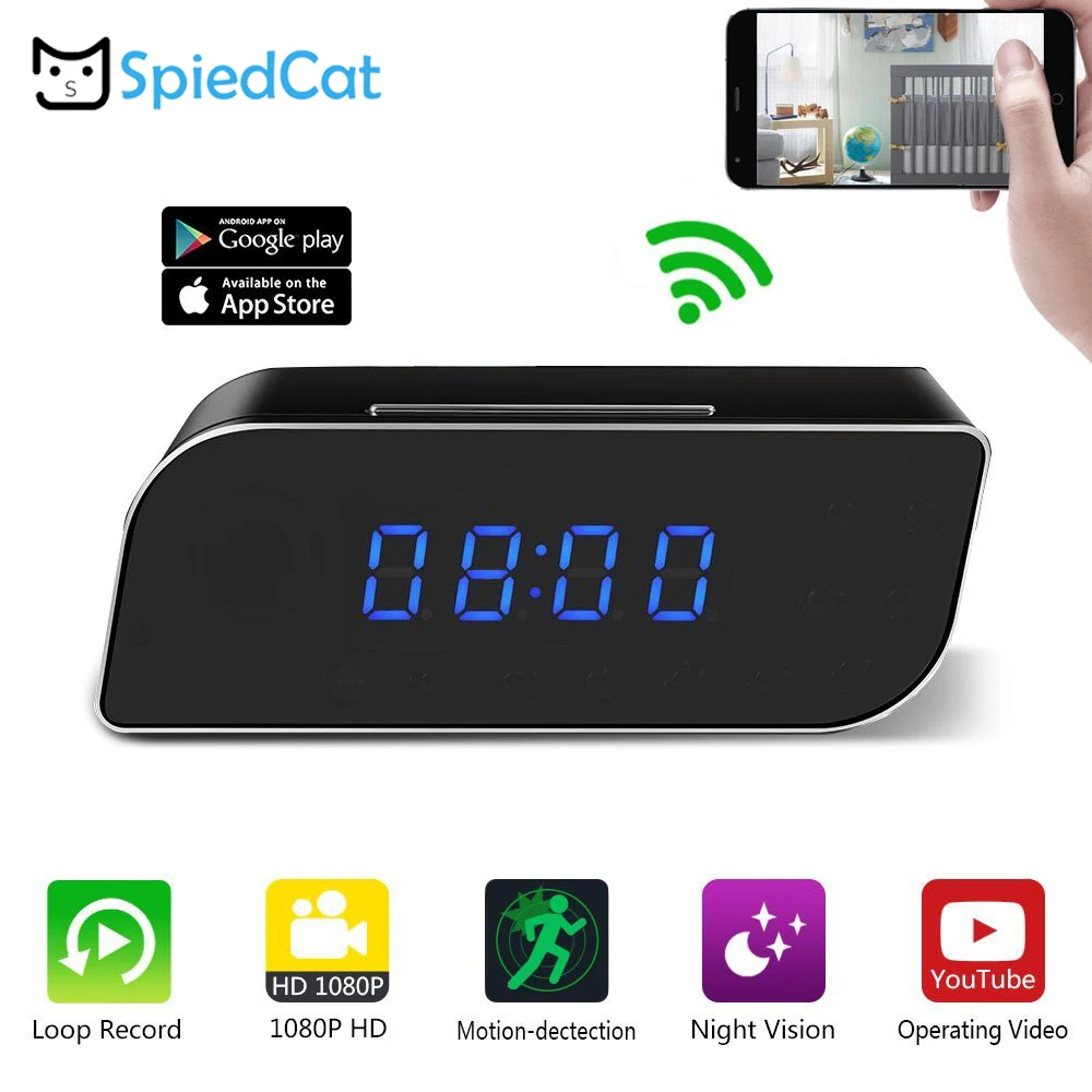 Миниатюрные настольные часы 1080 P WiFi умные зеркальные камера с ночным видением